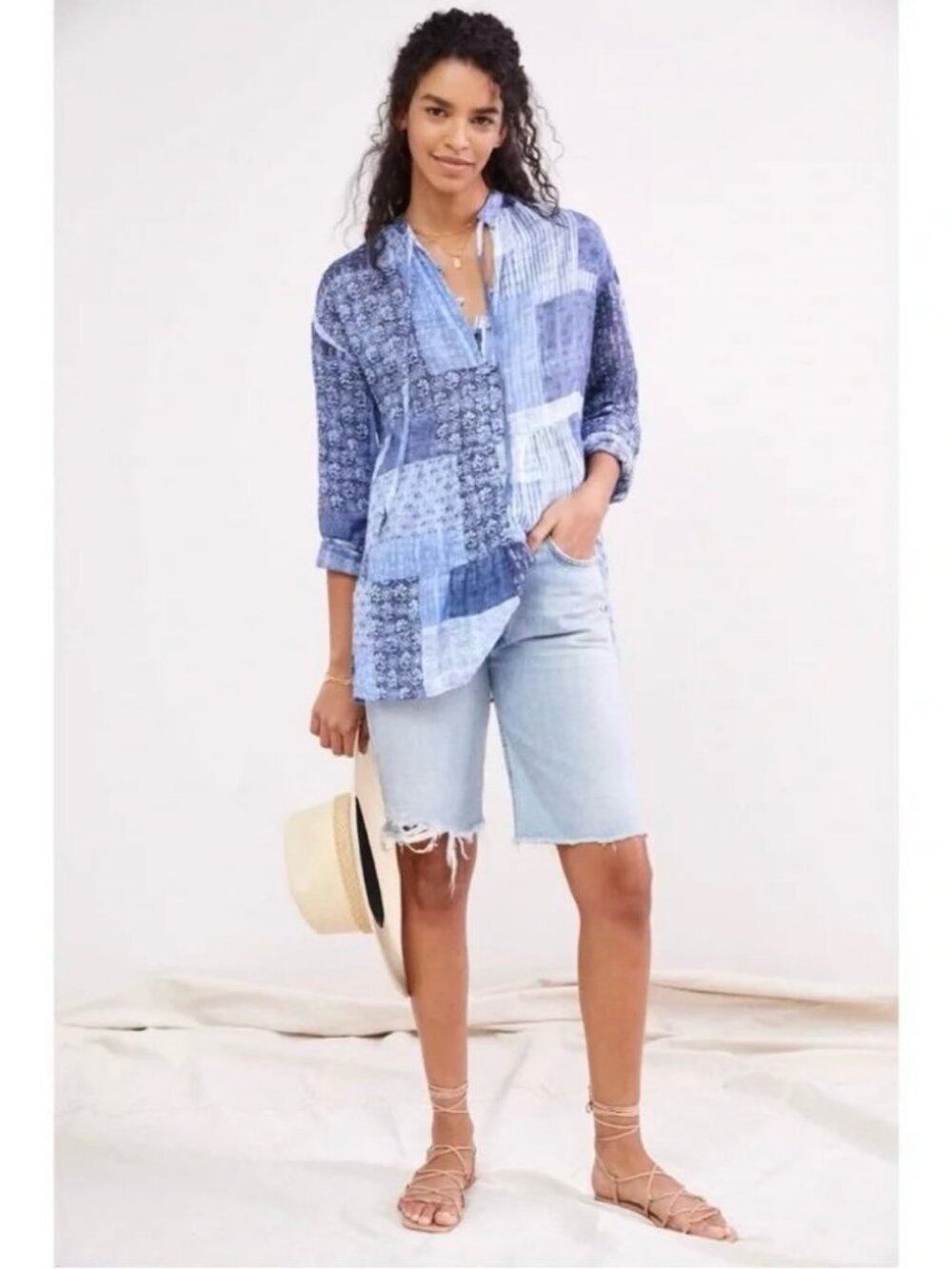 Anthropologie Pilcro Tiered Patchwork Tunic Blouse